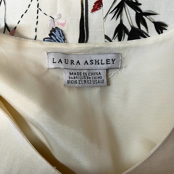 Laura Ashley Floral Embroidered Silk Dress Jacket Fancy Size US 12 - Picture 8 of 10